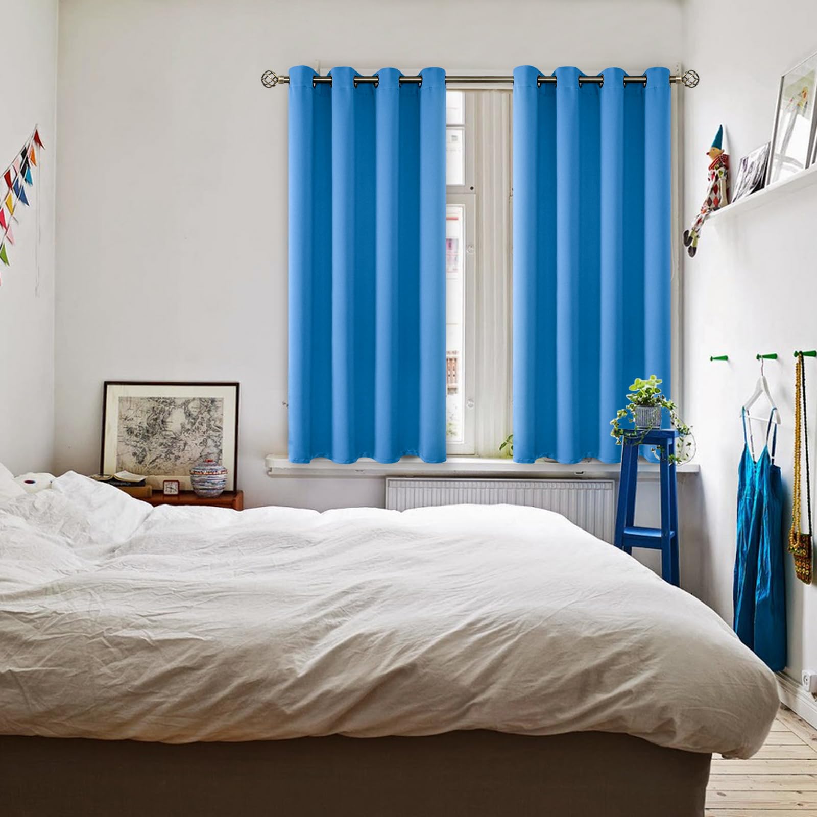 BGment Classic Blue Blackout Curtains for Bedroom 54 Inch Long - 2 Panels