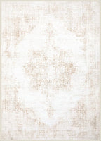Area Rug 10x14 Vintage Rugs: Large Washable Living Room Rug Retro Medallion Distressed Soft Low Pile Non-Slip Rugs Indoor Floor Carpet for Bedroom Nursery Dining Table Office (Beige,10'x14')