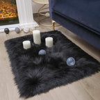 Ashler Faux Fur Rug, Fluffy Shaggy Area Rug Ultra Soft 2 x 2.9 Feet Rectangle Fur Rug Black Fuzzy Rug Machine Washable Shag Rug, Nursery Decor Throw Rugs for Bedroom, Kids Room, Living Room