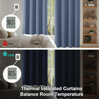Simplebrand Ava Denim Blue Blackout Curtains for Bedroom 96 Inches Long 2 Panels, Thermal Insulated, Energy Saving Living Room Window Treatment Curtains Blackout Drapes, W40 x L96 Inch, Denim Blue