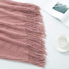 BOURINA Coral Pink Throw Blanket 60x80 Inch Knitted Soft Throw Sofa Blanket