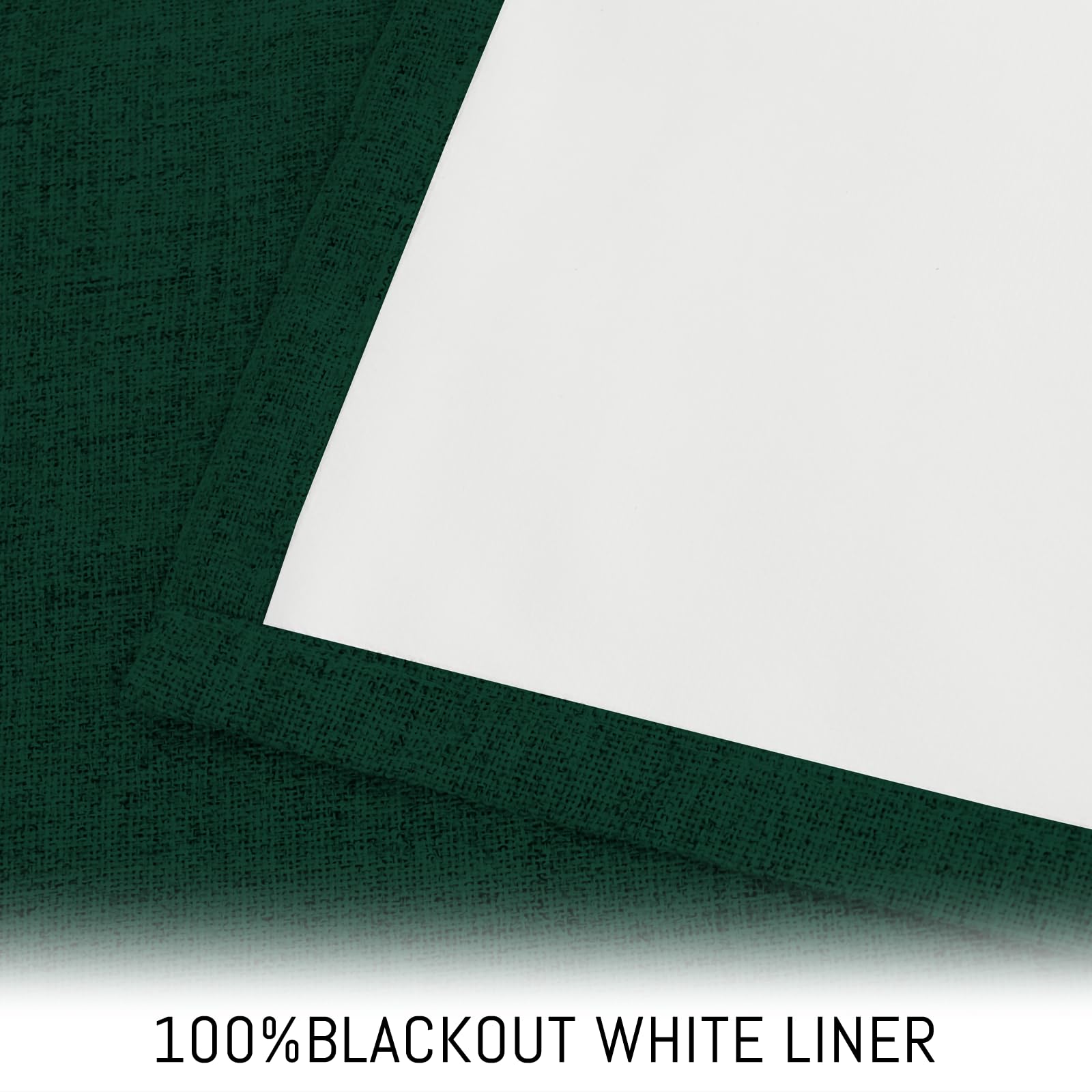 Yakamok Dark Green Linen Textured Curtains 84 Inches Long for Living Room