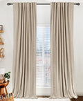 Linen Textured Total Blackout Curtains for Bedroom 108 Inches Long, Oatmeal