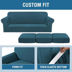 H.VERSAILTEX 4 Piece Stretch Sofa Covers for 3 Cushion Couch Covers for Living Room Furniture Slipcovers (Base Cover Plus 3 Seat Cushion Covers) Upgraded Thicker Jacquard Fabric (Sofa, Deep Teal)