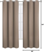 LEMOMO Cappuccino Thermal Blackout Curtains/38 x 84 Inch/Set of 2 Panels Room Darkening Curtains for Bedroom