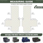 TAOCOCO 100% Waterproof Loveseat Recliner Covers 2 Seater, Split Loveseat Covers for Reclining loveseat, Non Slip Reclining Couch Cover with Double Straps for Kids, Pets(2 Seater, Sage Green)