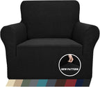 ZNSAYOTX 1 Piece Jacquard Chair Slipcovers for Living Room High Stretch Chair Covers with Arms Anti Slip Pets Friendly Couch Sofa Armchair Cover Furniture Protector (Chair, Black)