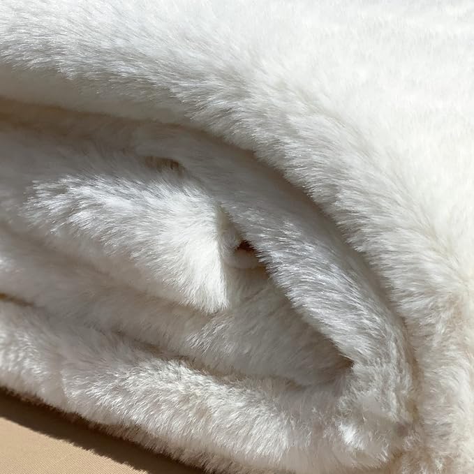 ORINOVA White Shaggy Bunny Fur Rugs for Living Room Washable Furry Area Rugs for Bedroom Nursery Rug 3x5 Teen Room Décor Boho Rug