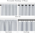 PONY DANCE Blackout Curtains Short - Kitchen Window Draperies Energy Efficient Thermal Insulated Back Tab/Rod Pocket Curtain Panels/Window Treatments for Bathroom, 42 W x 40 L, Greyish White, 2 Pieces