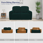 PureFit Super Stretch Loveseat Recliner Sofa Couch Cover with Pocket – 2 Seat Non Slip Soft Sofa Slipcover, Washable Reclining Furniture Protector for Kid, Pet (Recliner Loveseat, Deep Teal)
