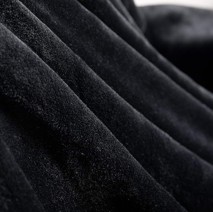 TASTHROW Large Flannel Fleece Throw Blanket, 60×80 Inch - Cozy Lightweight Thick Blanket - All Seasons Suitable for Women, Men and Kids (Black)