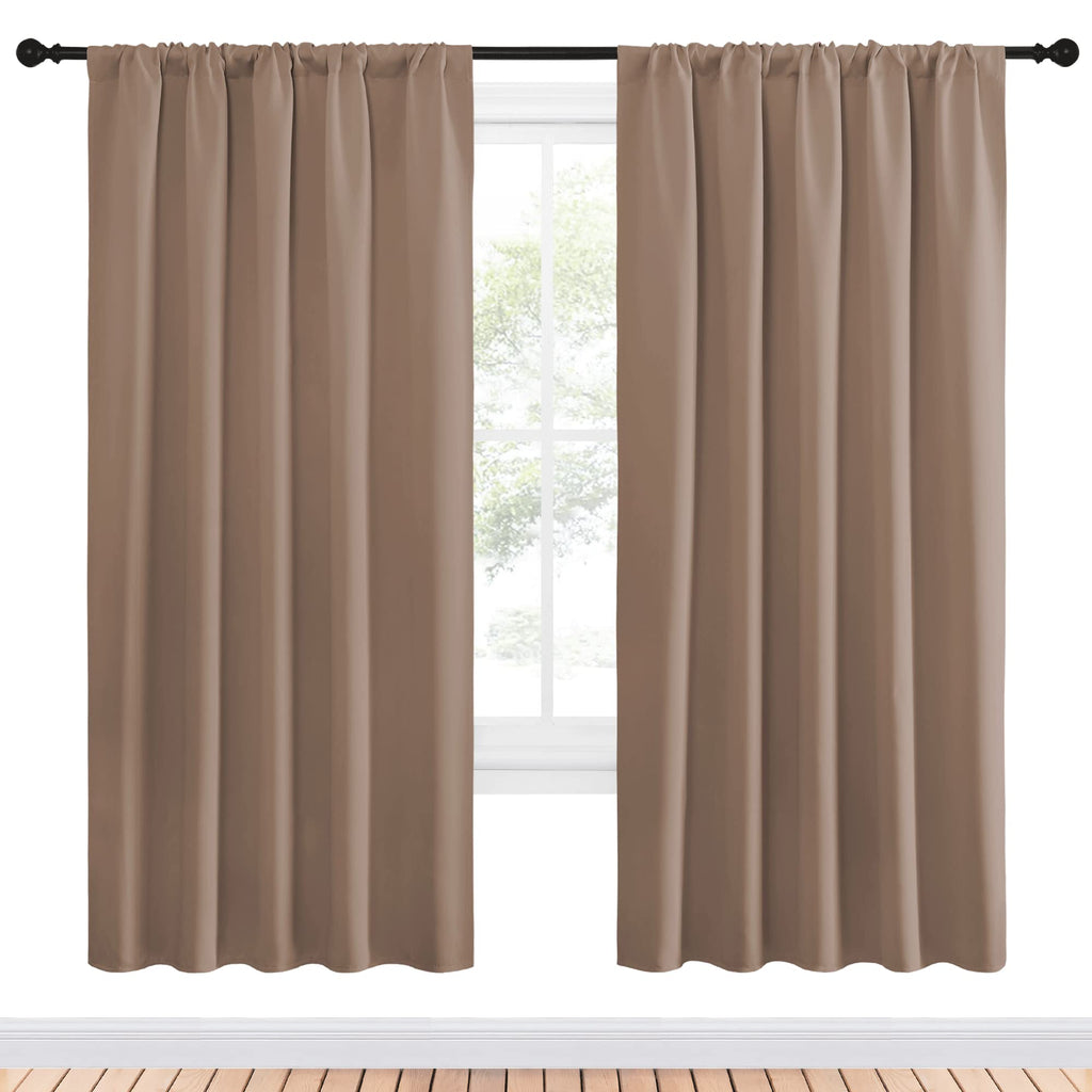NICETOWN Kids Blackout Curtain Panels - Window Treatment Thermal Insulated Solid Rod Pocket Blackout Drapes for Bedroom (Cappuccino, Set of 2, 52 by 72 Inch)