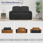 PureFit Super Stretch Loveseat Recliner Sofa Couch Cover with Pocket – 2 Seats Non Slip Soft Sofa Slipcover, Washable Reclining Furniture Protector for Kid,Pets (Recliner Loveseat, Dark Gray)