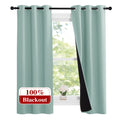 NICETOWN Aqua Blue 100% Blackout Lined Curtains, 2 Thick Layers Narrow Wide Window Treatment Panels Thermal Insulated Drapes for Kitchen Small Window (1 Pair, 37" Width x 63" Length Each Panel)