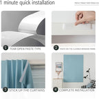 Self Adhesive Curtains, Black Out Shade for Window, Blackout Fabric Temporary Window Coverings Easy to Hang Curtains No Rod Needed, Use for Bedroom, Room, Kitchen, 35"W X 71"L, Lake Blue, 1 Panel