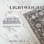Hallway 4x8 Washable Runner Rug: Oriental Stain Resistant Entryway Kitchen Rug Farmhouse Soft Carpet for Bathroom Bedroom Thin Laundry Room Floor Mat with Non Slip Backing for Pets Family(4x8,Grey)