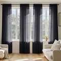 MIULEE Black Sheer Curtains 108 Inches Long, 4 Panels Set, Light Filtering Halloween Rod Pocket Voile Drapes for Living Room and Bedroom, Airy Soft Fabric Window Treatments, 42 x 108 Inches