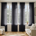 MIULEE Black Sheer Curtains 108 Inches Long 4 Panels 54 x 108 Inches