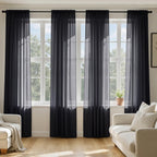 MIULEE Black Sheer Curtains 108 Inches Long 4 Panels 54 x 108 Inches