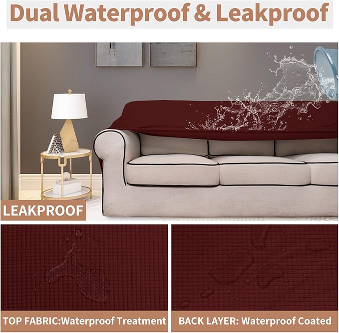 Easy-Going 100% Waterproof Couch Cover, 3 Cushion Couch Slipcover for Sofa