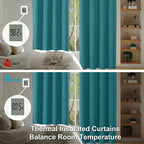 Simplebrand Ava Teal Blackout Curtains for Bedroom 96 Inches Long 2 Panels, Solid Thermal Insulated, Energy Saving Nursery Window Treatment Curtains Blackout Drapes, W40 x L96 Inch, Teal