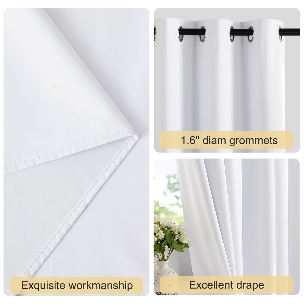 NICETOWN 100% Blackout 108 inch Curtains, Grommet Thermal Insulated Window Treatments Light Blocking Drapes for Bedroom/Living Room, W52 x L108, 2 Panels