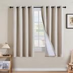 H.VERSAILTEX Linen Curtains 100% Blackout Curtains for Bedroom 63 inch Long Full Light Blocking Nature Linen Blended Window Curtains for Living Room Nickel Grommet (2 Panels, Heathered Natural)