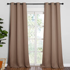 NICETOWN Light Reducing Grommet Curtains - Tripe Woven Textured Soft Curtain Panels for Living Room Window Treatment Drapes (2 Panels, W42 x L90, Cappuccino)