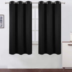 LEMOMO Black Blackout Curtains 34 x 63 Inch Length/Set of 2 Curtain Panels/Thermal Insulated Room Darkening Blackout Curtains for Bedroom