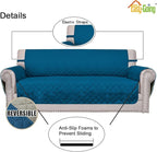 Easy-Going Oversized Chair Sofa Slipcover Reversible Sofa Cover Water Resistant Couch Cover Furniture Protector Cover with Elastic Straps for Pets Dog (Oversized Chair, Peacock Blue/Beige)