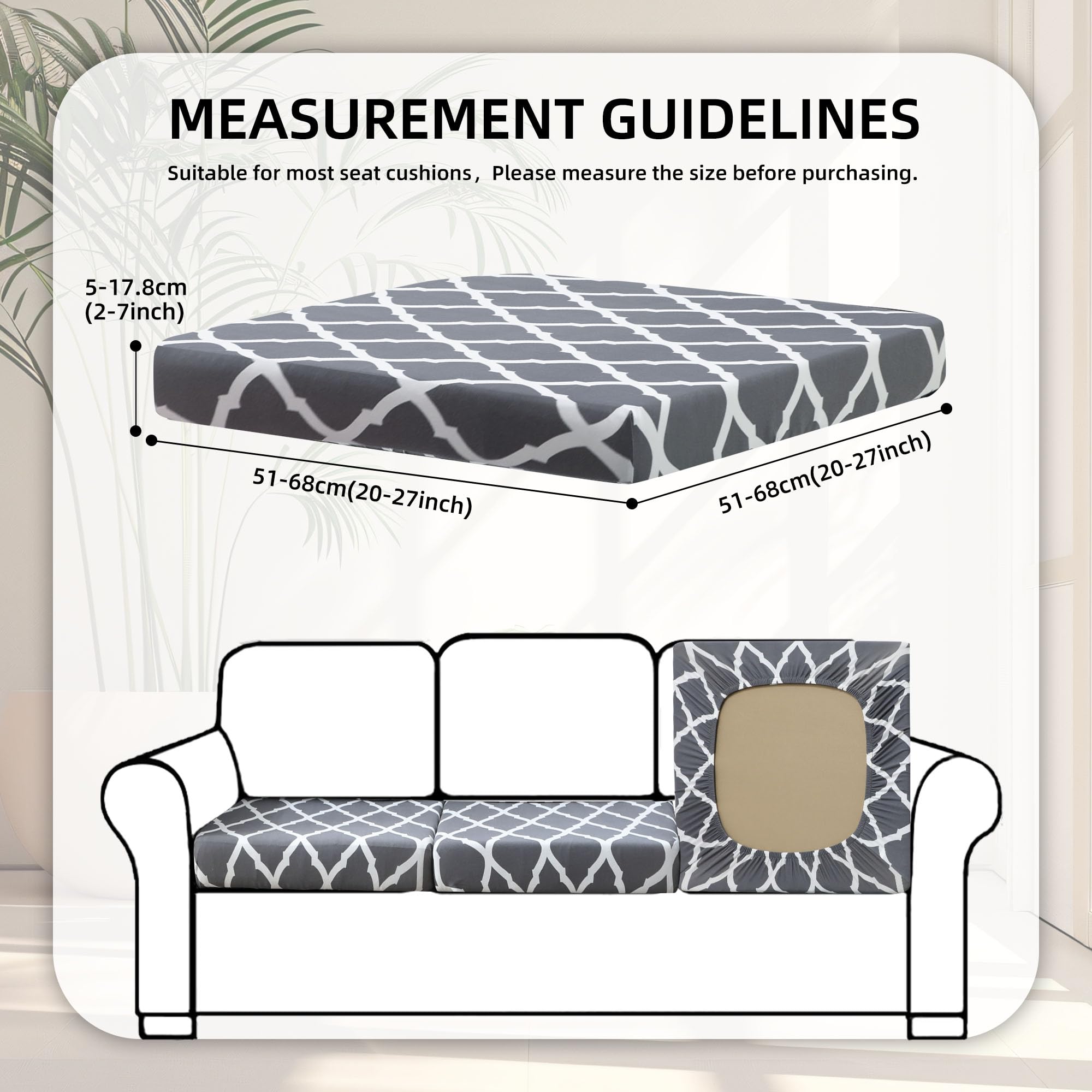 8 Piece Outdoor Cushion Covers, Patio Sofa Cushion Covers, Stretch Fit