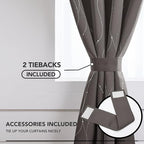 Deconovo Blackout Curtains, Thermal Insulated Soundproof Grommet Drapes, Wave Line Dots Foil Print, 52 x 84 Inch Long, 2 Panels, Machine‑Washable Window Curtains for Bedroom Living Room Nursery, Taupe