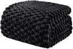 Exclusivo Mezcla Fleece Twin Blanket for Bed, Extra Large Fuzzy Black Bed Blankets, Soft Cozy Plush Sofa Throws for All Seasons, 90x66 Inches