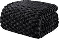 Exclusivo Mezcla Fleece Queen Blanket for Bed, Extra Large Fuzzy Black Bed Blankets, Soft Cozy Plush Sofa Throws for All Seasons, 90x90 Inches