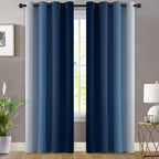 Yakamok Ombre Curtains Blue and Greyish White for Living Room,52Wx90L