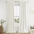 Guken Ivory 100% Blackout Curtains 132 Inch Length 2 Panels Set for Living Room Bedroom Back Tab Thermal Insulated Black Out Linen Drapes Room Darkening Window Curtains