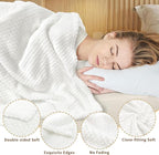 4 Pack Fleece Throw Blankets 50x60 Inches - Oeko-Tex Certified 100, 270 GSM Ultra Soft Plush for Bed, Couch and Cozy Gifts. 3D Waffle Texture, No Shedding No Pilling All Season (White)