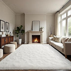 LOCHAS Ultra Soft Indoor Modern Area Rugs Fluffy Living Room Carpets for Children Bedroom Home Decor Nursery Rug 5.3x7.5 Feet, Cream