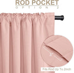 100% Blackout Shield Linen Blackout Curtains for Bedroom 90 Inches Long, Back Tab/Rod Pocket Living Room Drapes, Thermal Insulated Blackout Curtains 1 Panel Set, 100" W x 90" L, Blush Pink