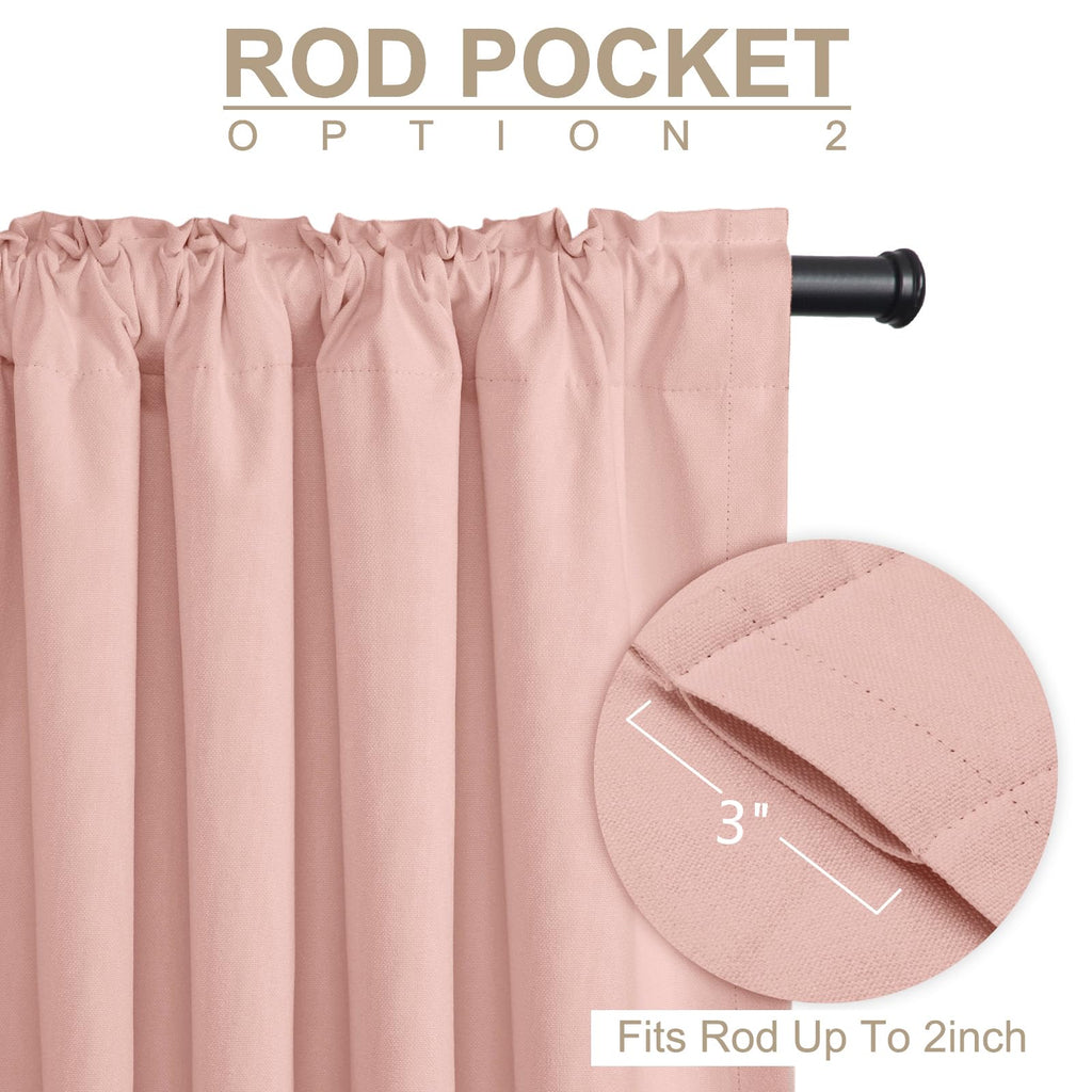 Faux Linen Total Blackout Curtains for Bedroom 102 Inch Long Blush Pink