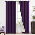 Yakamok 100% Blackout Curtains 52x96 inch Long Purple Window Drapes-Bedroom