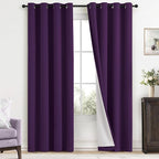 Yakamok 100% Blackout Curtains 52x96 inch Long Purple Window Drapes-Bedroom