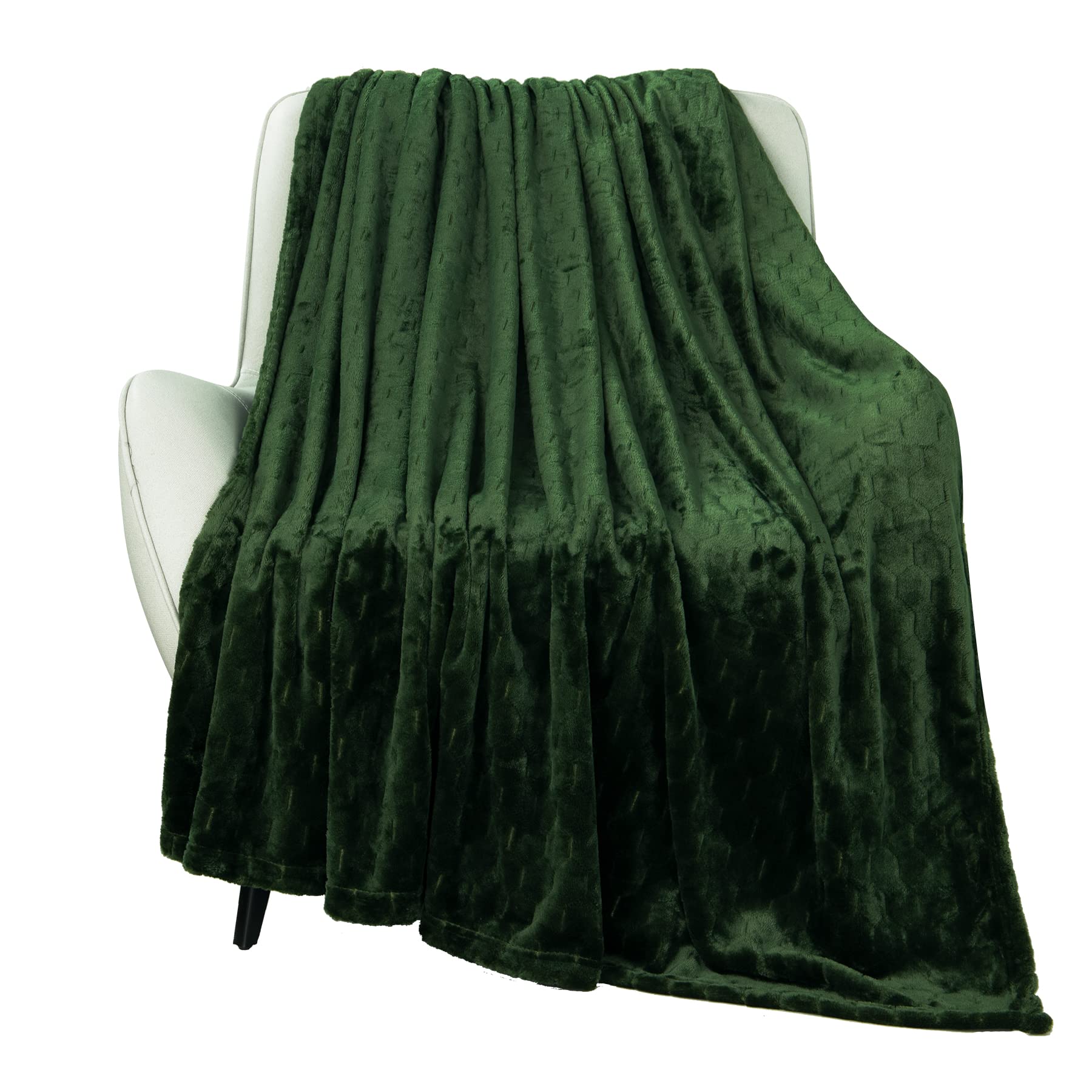 TOONOW Fleece Blanket Super Soft Cozy Throw Blanket 50" x 60", Lightweight Fuzzy Comfy Textured Flannel Blanket Warm Plush Throw Blankets for Couch, Sofa, Bed, Olive Green