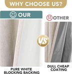 H.VERSAILTEX 72 inch Blackout Curtains, 100% Absolutely Blackout Thermal Insulated Textured Linen Look Curtain Draperies Anti-Rust Grommet Linen Curtains Blackout, 2 Panels, Natural