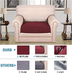 H.VERSAILTEX Super Stretch Individual Seat Cushion Covers Sofa Covers Couch Cushion Covers Slipcover Sets Thick Jacquard Textured Twill Fabric (1 Piece Chair Cushion Cover, Burgundy Red)