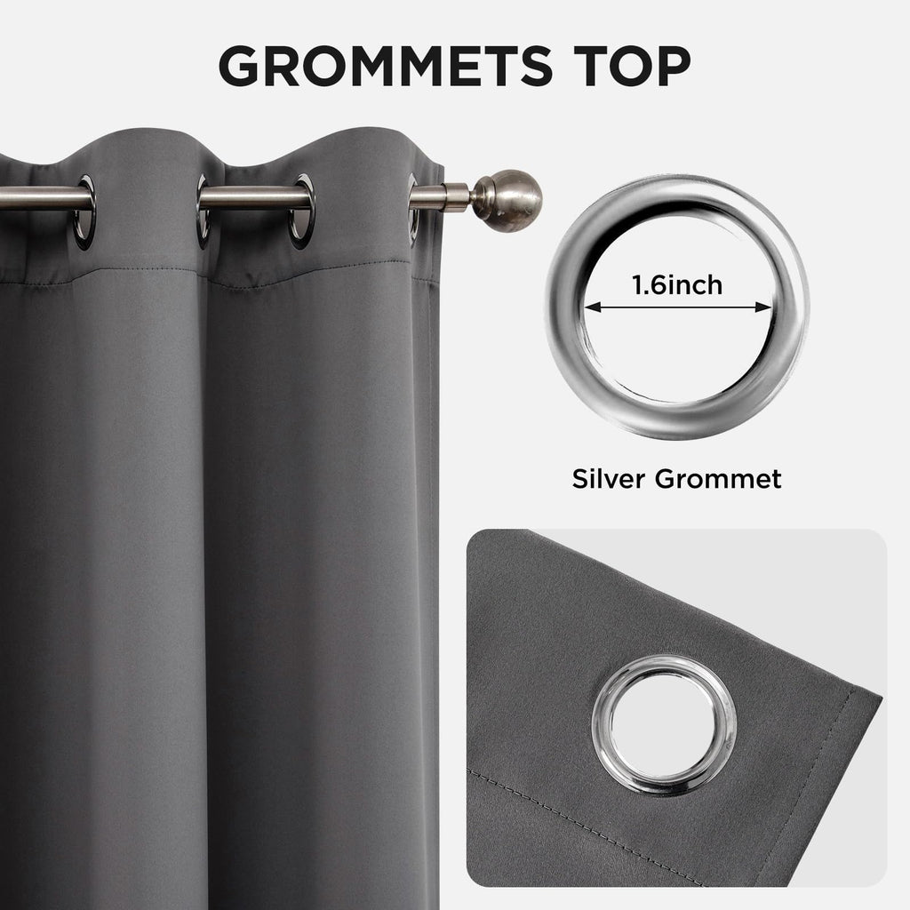 Joydeco Grey Blackout Curtains for Bedroom 72 Inch 2 Panels with Grommet