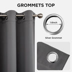 Joydeco Grey Blackout Curtains for Bedroom 72 Inch 2 Panels with Grommet