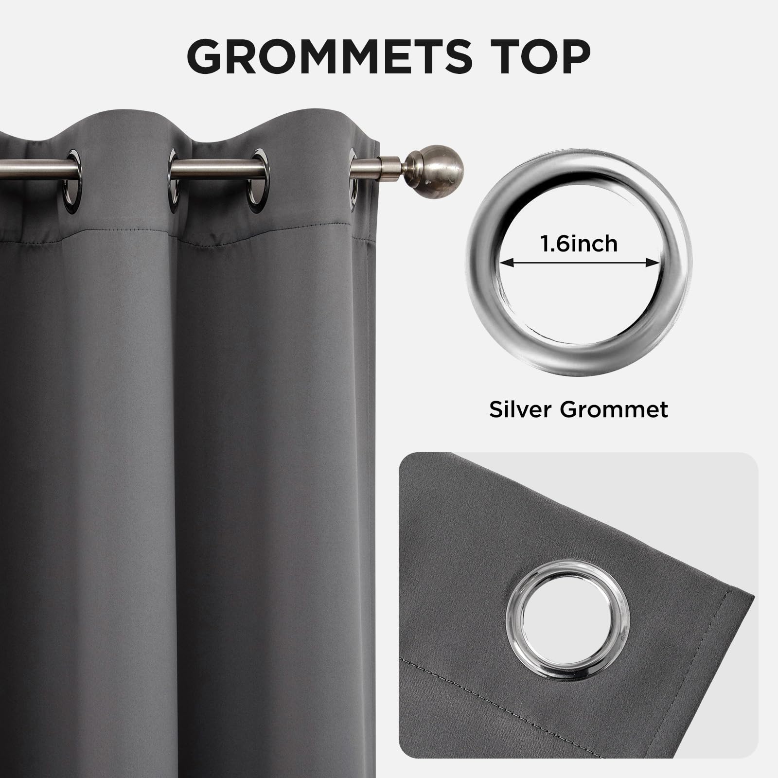 Joydeco Grey Blackout Curtains for Bedroom 84 Inch 2 Panels with Grommet