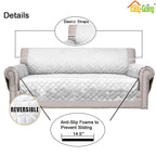 Easy-Going Reversible Couch Cover, 4 Seater Sofa, White/White