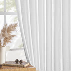 MIULEE White Linen Curtains 84 Inch Length 2 Panels for Bedroom Living Room